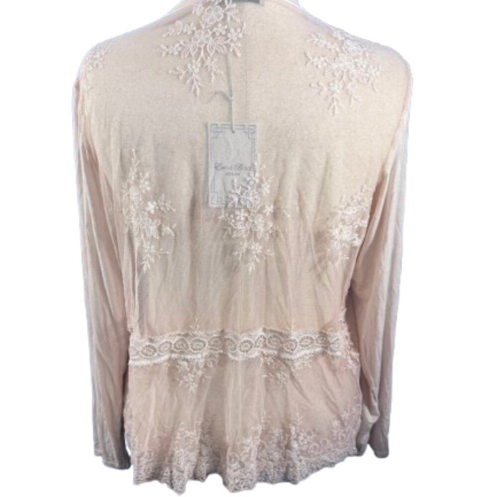 NWT Elena Baldi Sheer Lace Open Front Coquette Fairy Whimsical Cardigan Robe
